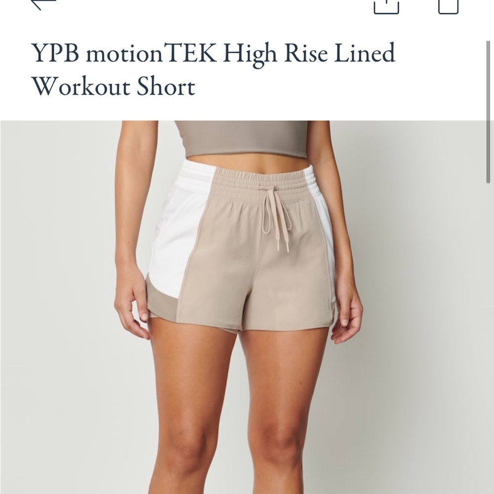 A&F YPB motionTEK High Rise Lined Workout Short in Tan. Size S